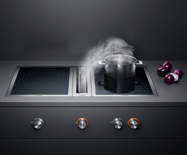 Gaggenau Tischlüfter mit Vario Serie 400 Kombination aus Induktions-Wok und Flex-Induktionskochfeld